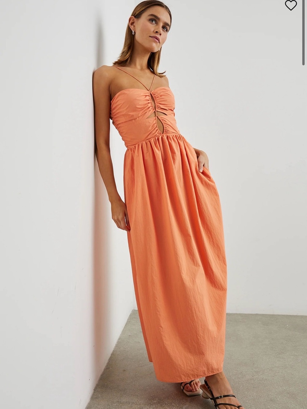 Rails Silvia Orange Sleeveless Ruched Dress Size Medium